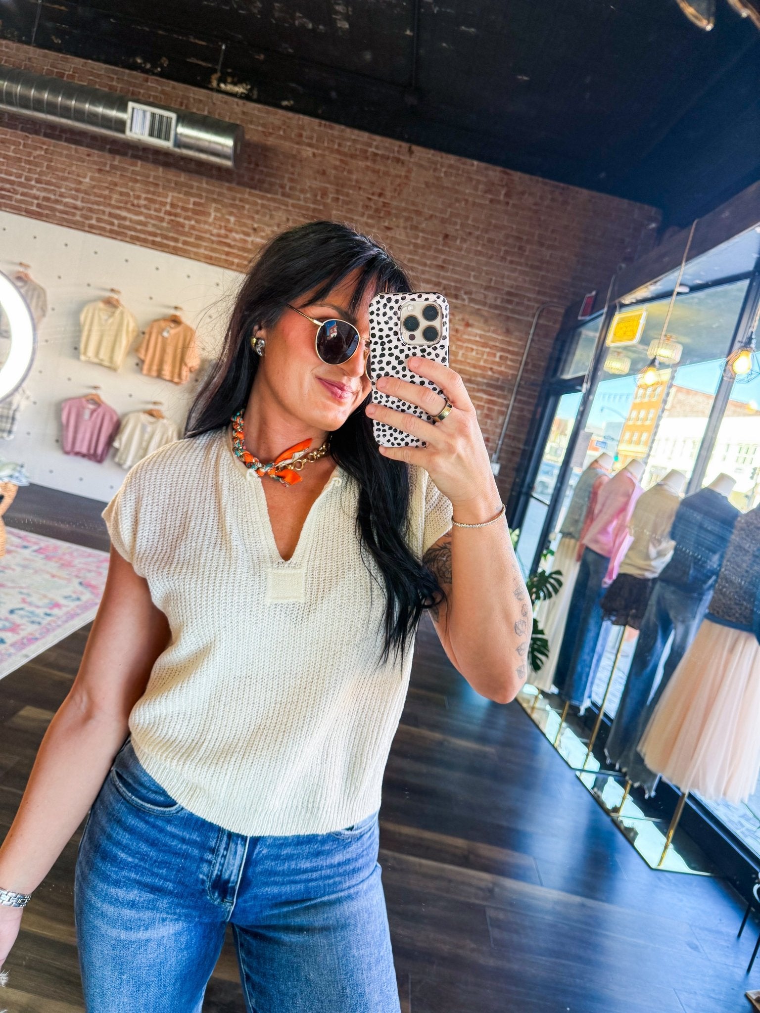 Lightweight Split Neck Sleeveless Sweater | Cream - Southern Chic Tees & Boutique