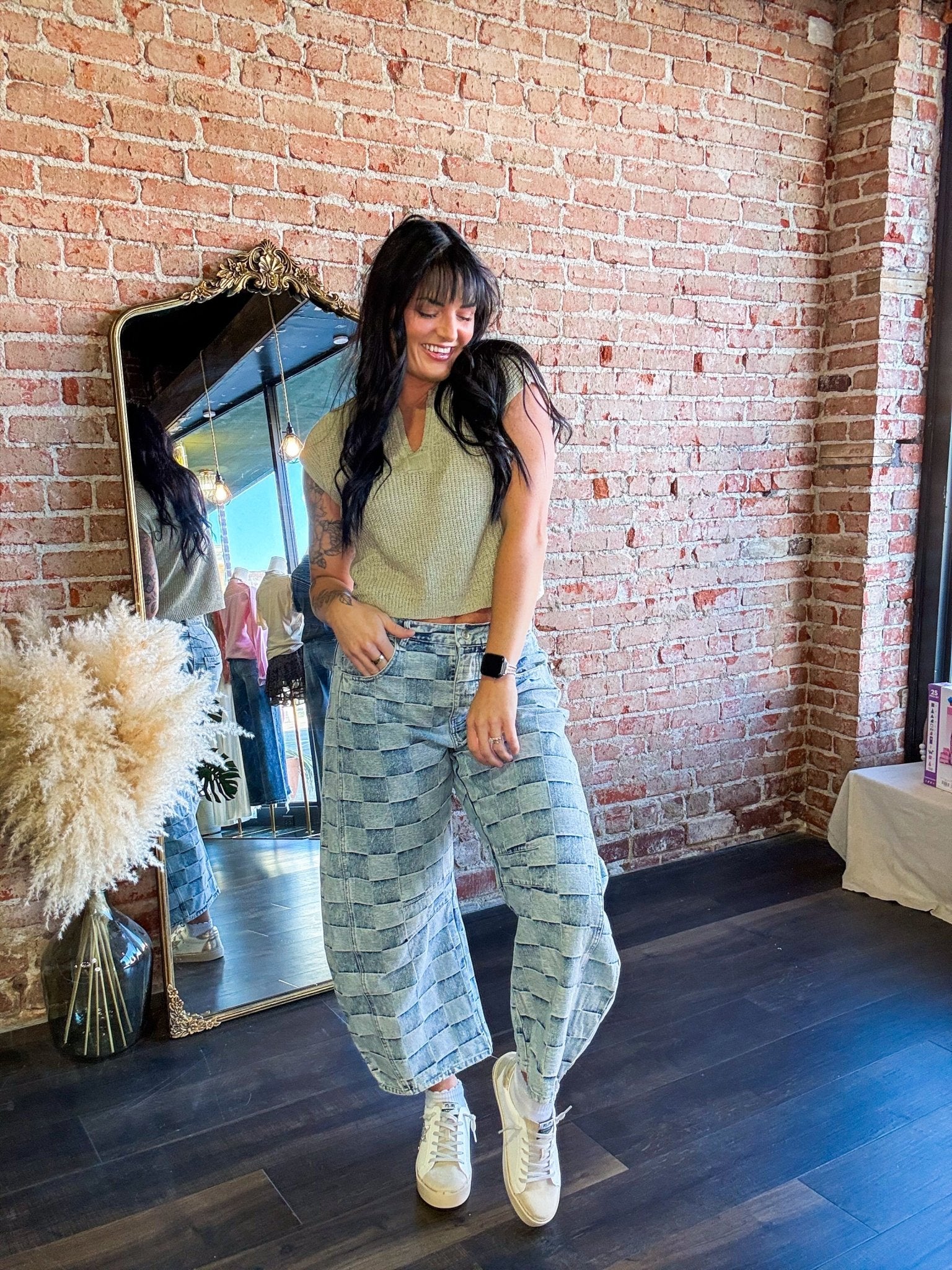 Lightweight Split Neck Sleeveless Sweater | Light Olive - Southern Chic Tees & Boutique