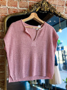 Lightweight Split Neck Sleeveless Sweater | Mauve - Southern Chic Tees & Boutique