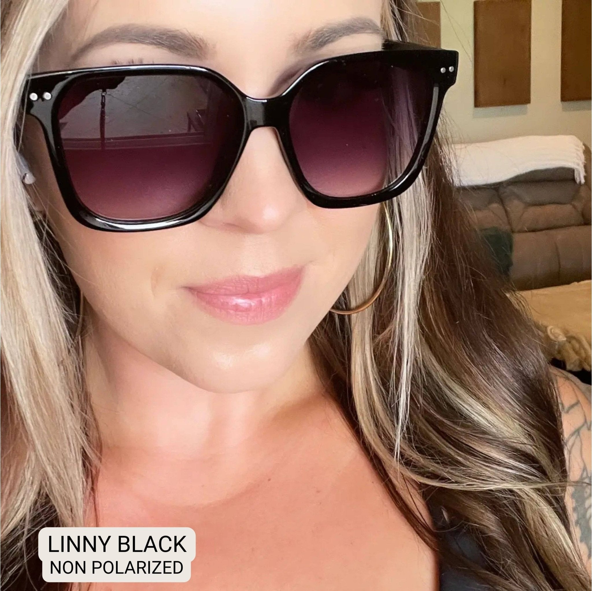 Linny - Women's Oversized Horn Frame Sunglasses: Black - Southern Chic Tees & Boutique
