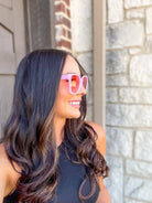 Linny - Women's Oversized Horn Frame Sunglasses: Pink - Southern Chic Tees & Boutique