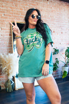 Lucky Faux Knit Clover Graphic Tee - Southern Chic Tees & Boutique