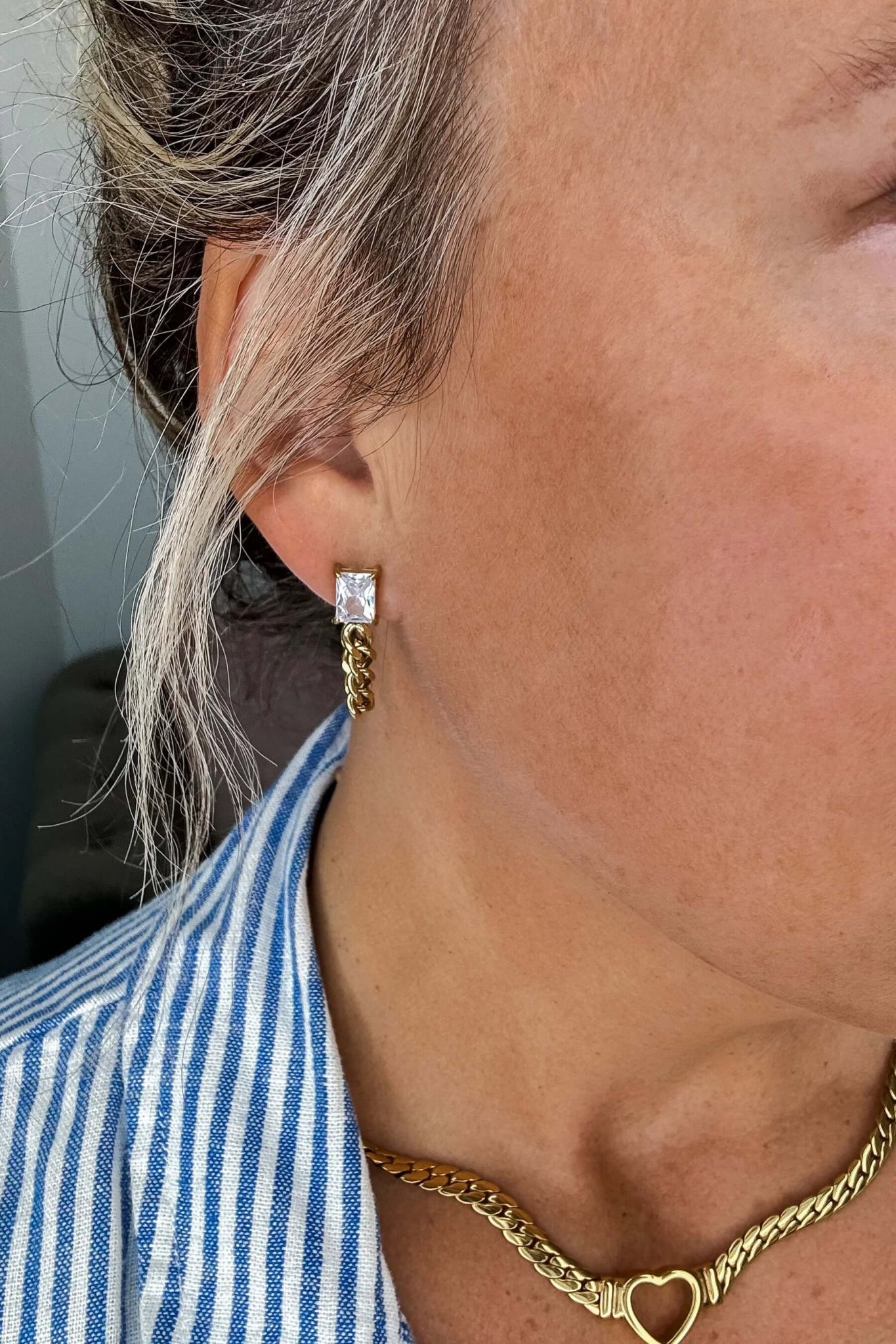 Luxe Link Diamond Earrings - Southern Chic Tees & Boutique