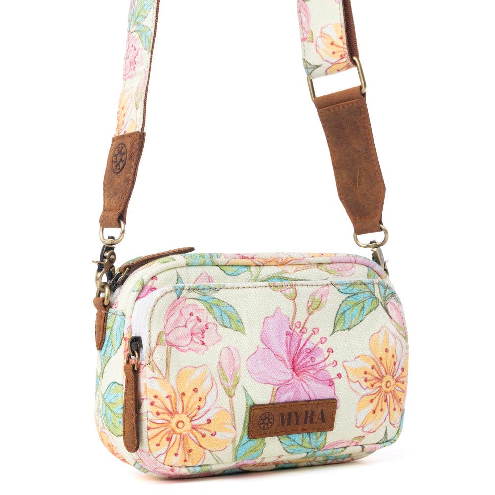 Meadow Song Cotton & Leather Crossbody Bag in Lemon Blossom: Lemon Blossom - Southern Chic Tees & Boutique