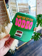 Meet Me At The Rodeo, Western Trucker Hat: Kelly - Southern Chic Tees & Boutique