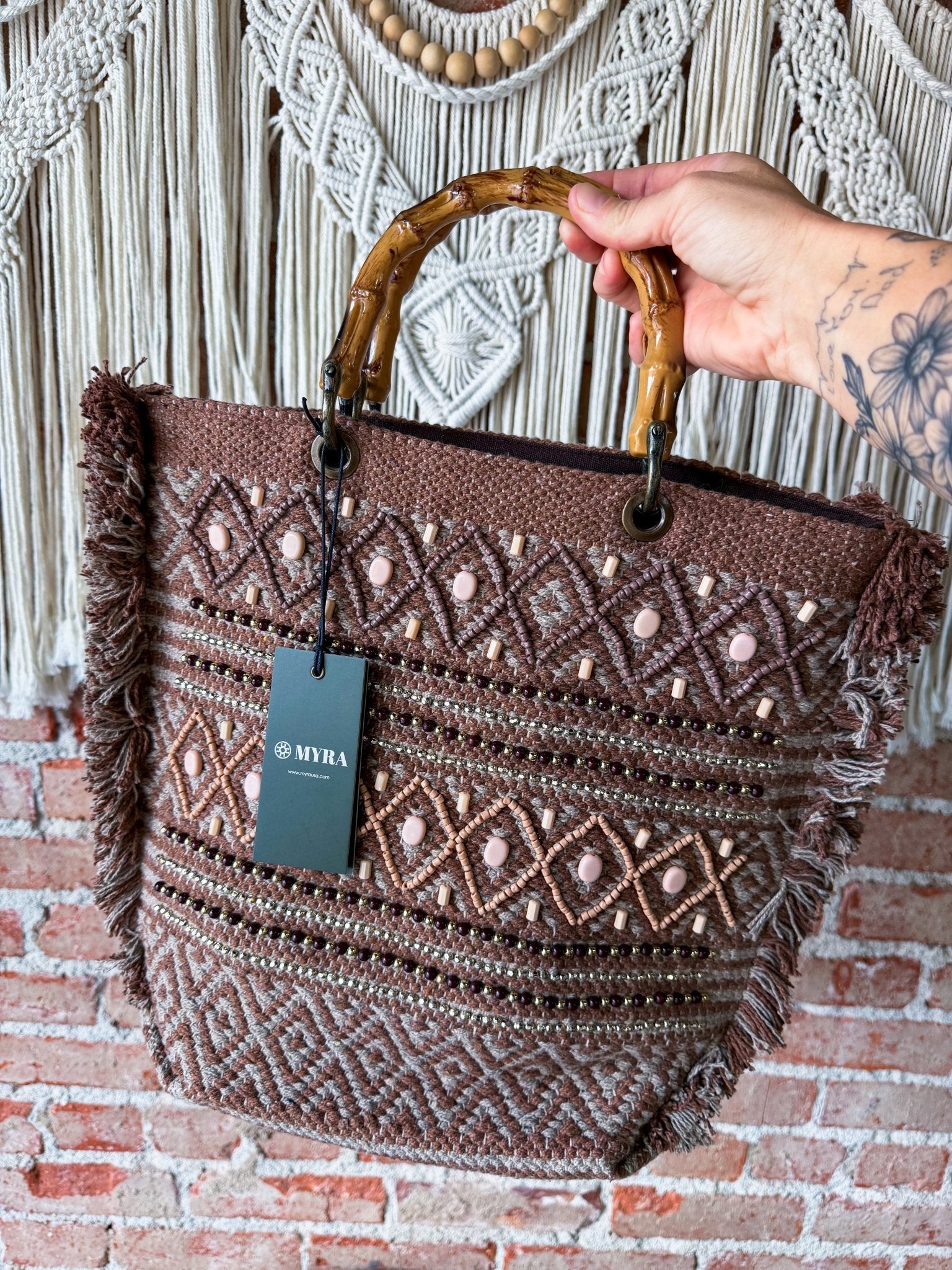 Mesa Pioneer Hand Embroidered Tote Bag | Amber Grain - Southern Chic Tees & Boutique