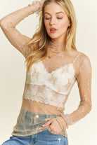 Mesh Lace Shirt | Beige - Southern Chic Tees & Boutique