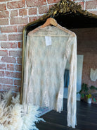 Mesh Lace Shirt | Beige - Southern Chic Tees & Boutique