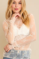 Mesh Lace Shirt | Off White - Southern Chic Tees & Boutique