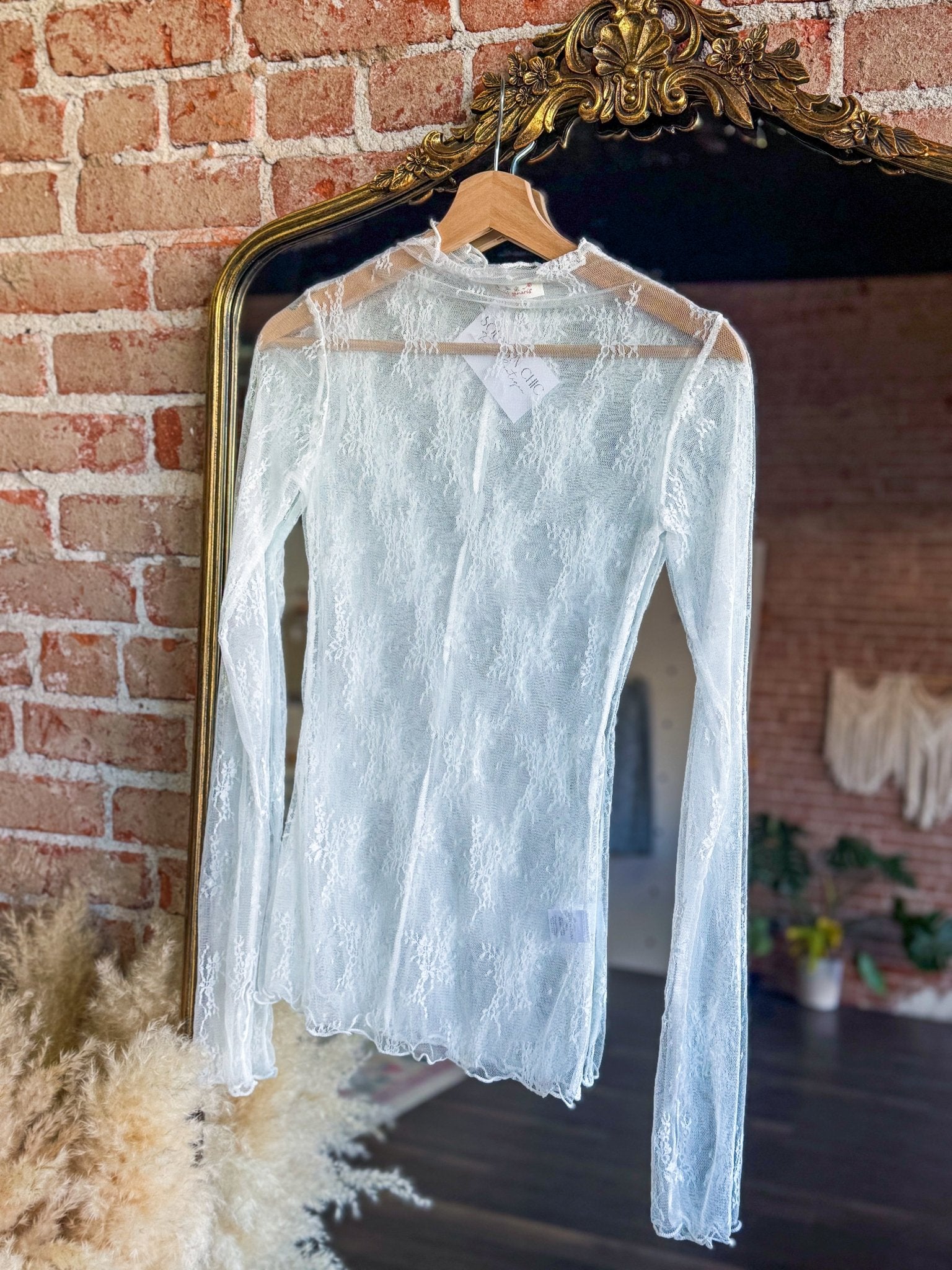 Mesh Lace Shirt | Off White - Southern Chic Tees & Boutique