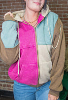 Mineral Washed Colorblock Hoodie Jacket - Southern Chic Tees & Boutique