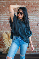 Mineral Washed Studded High Low Top - Southern Chic Tees & Boutique