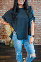 Mineral Washed Studded High Low Top - Southern Chic Tees & Boutique