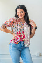 Mixed Prints Peasant Blouse - Southern Chic Tees & Boutique