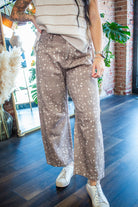 Mocha Bambi Speckled Barrel-Leg Denim Pants - Southern Chic Tees & Boutique