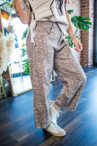 Mocha Bambi Speckled Barrel-Leg Denim Pants - Southern Chic Tees & Boutique