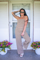 Mocha Striped Slim Tube Top & Wide Leg Pants Set - Southern Chic Tees & Boutique