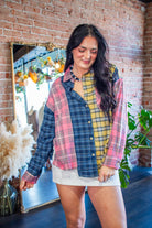 Mulitcolor Kambrie Relaxed Patchwork Plaid Flannel Shirt - Southern Chic Tees & Boutique