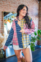 Mulitcolor Kambrie Relaxed Patchwork Plaid Flannel Shirt - Southern Chic Tees & Boutique