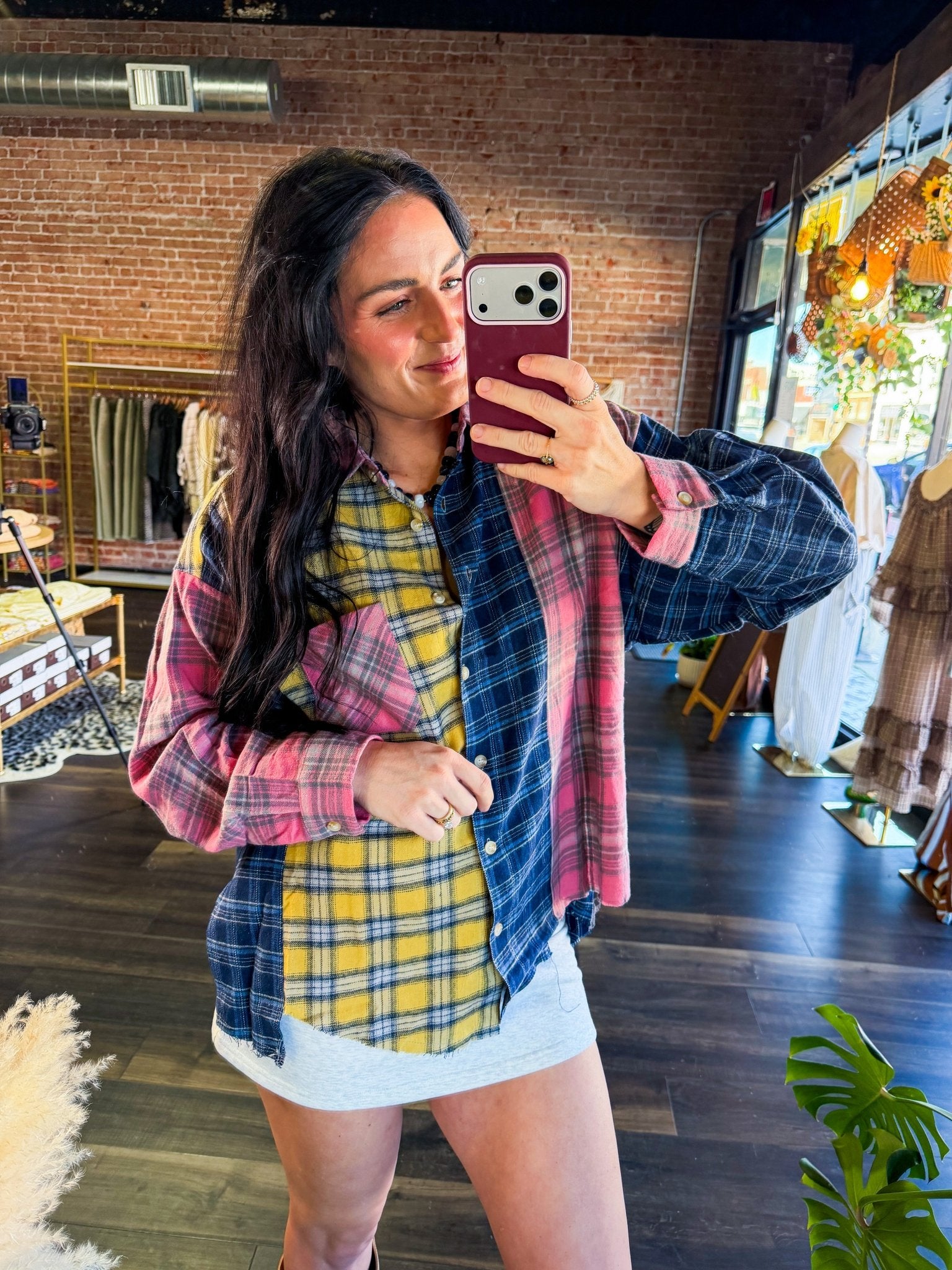 Mulitcolor Kambrie Relaxed Patchwork Plaid Flannel Shirt - Southern Chic Tees & Boutique
