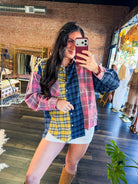 Mulitcolor Kambrie Relaxed Patchwork Plaid Flannel Shirt - Southern Chic Tees & Boutique