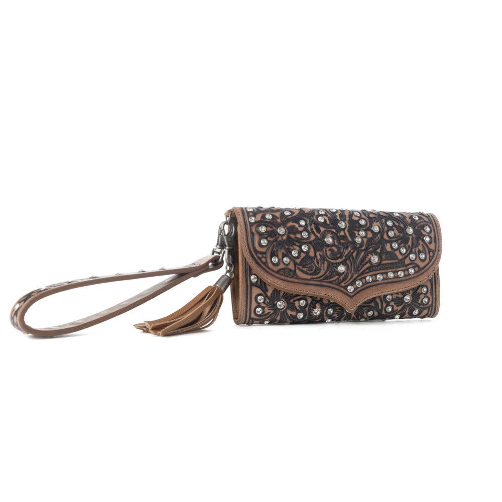 Myra Wildflower Story Handtooled Leather Wallet in Earth Bloom: Earth Bloom - Southern Chic Tees & Boutique