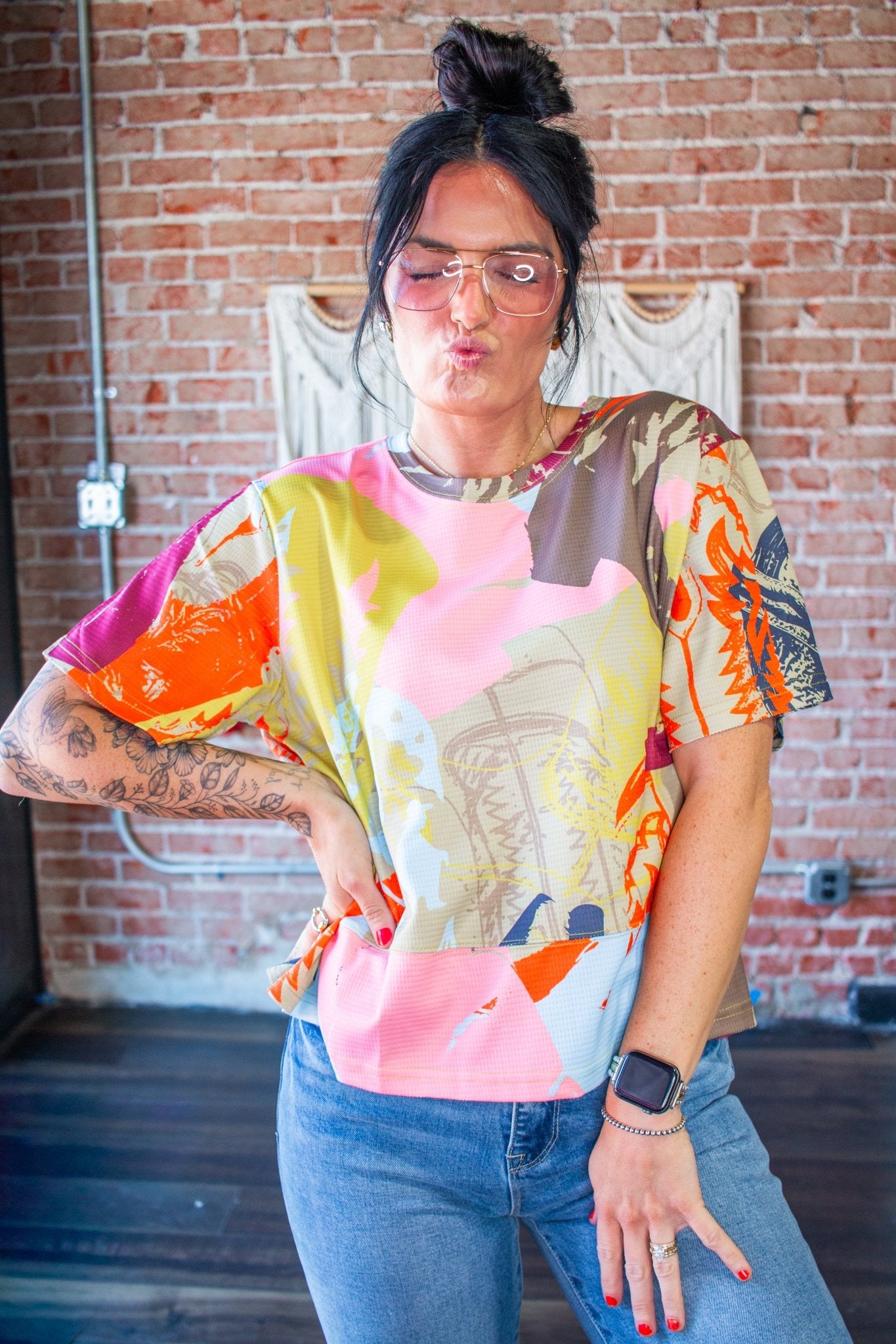 Neon Roundup: Bright Boots Western Waffle Top - Southern Chic Tees & Boutique