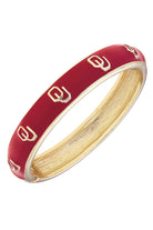 Oklahoma Sooners Sculpted Enamel Logo Hinge Bangle: Crimson - Southern Chic Tees & Boutique
