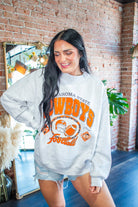 Oklahoma State Cowboys Gridiron Mock Neck Sweatshirt – Ash Gray - Southern Chic Tees & Boutique
