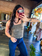 Olive Vintage Bloom Seamless Square Neck Top - Southern Chic Tees & Boutique