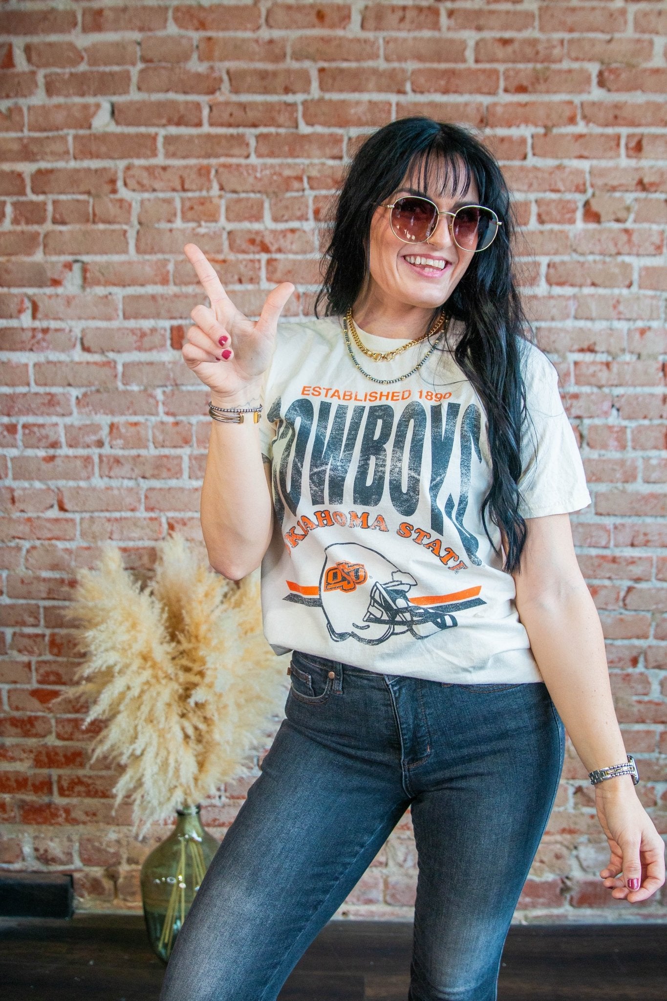 OSU Cowboys Established Helmet Thrifted Tee - Southern Chic Tees & Boutique