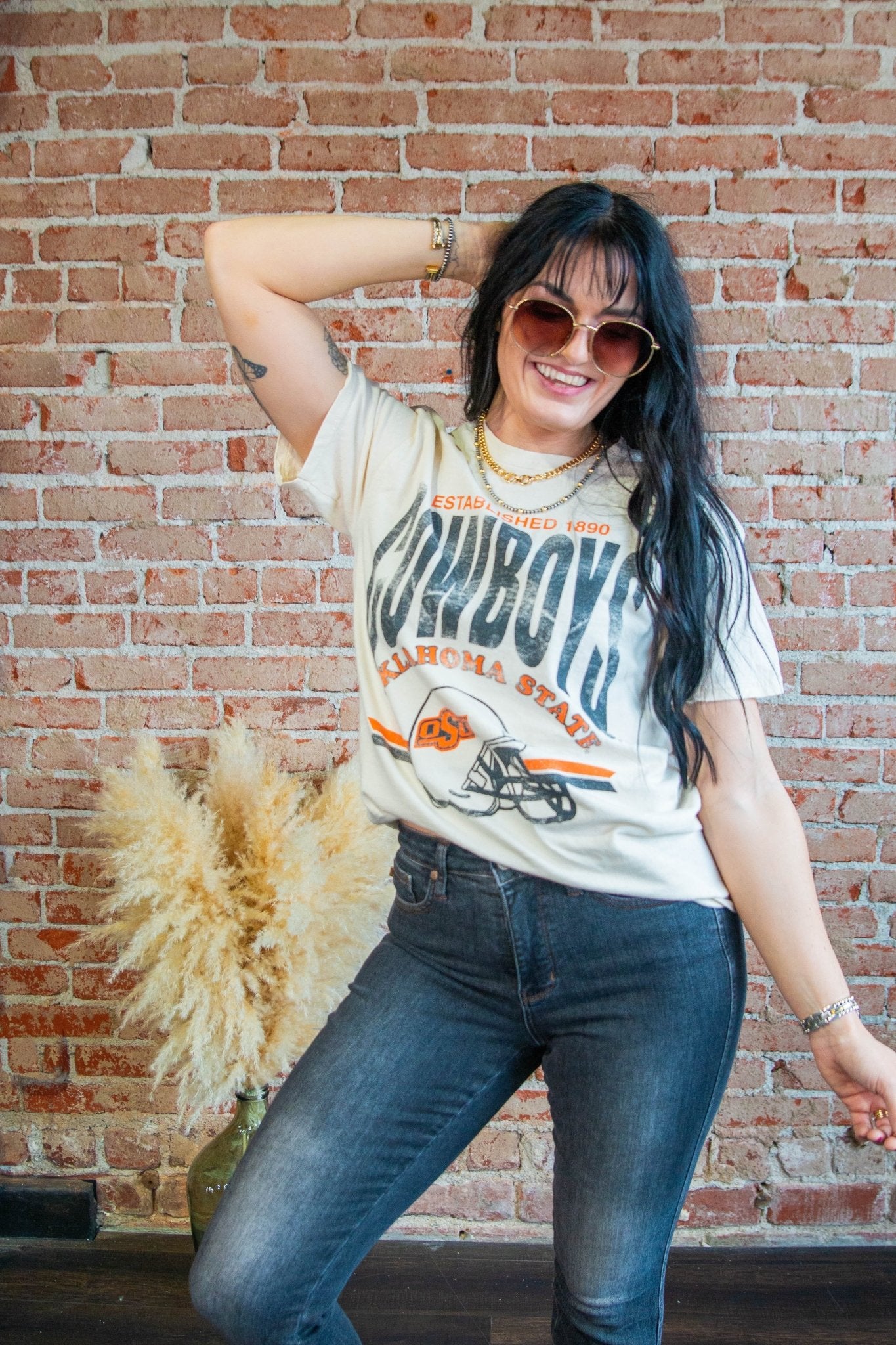 OSU Cowboys Established Helmet Thrifted Tee - Southern Chic Tees & Boutique