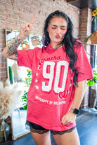 OU Oklahoma Sooners "90" Heavyweight Oversized Jersey Tee – Crimson Red - Southern Chic Tees & Boutique