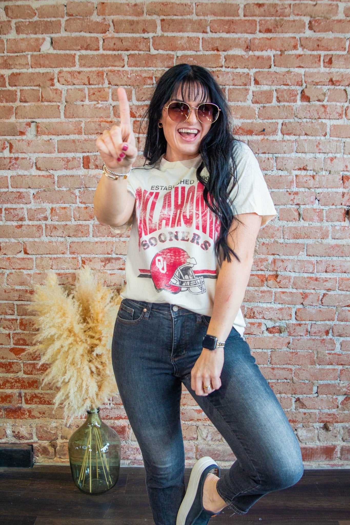 OU Sooners Established Helmet Thrifted Tee - Southern Chic Tees & Boutique
