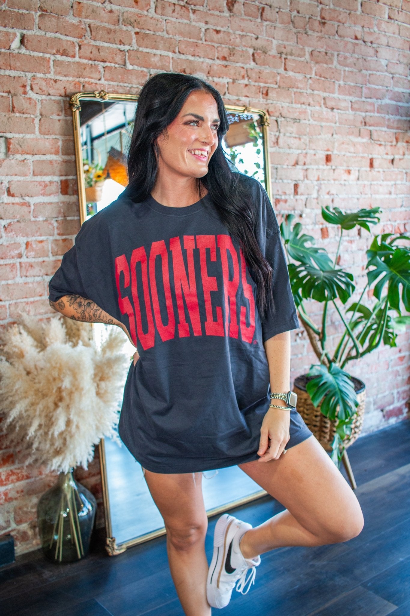 OU Sooners Official "Tall Boy" Oversized Graphic Tee – Smoke Grey - Southern Chic Tees & Boutique