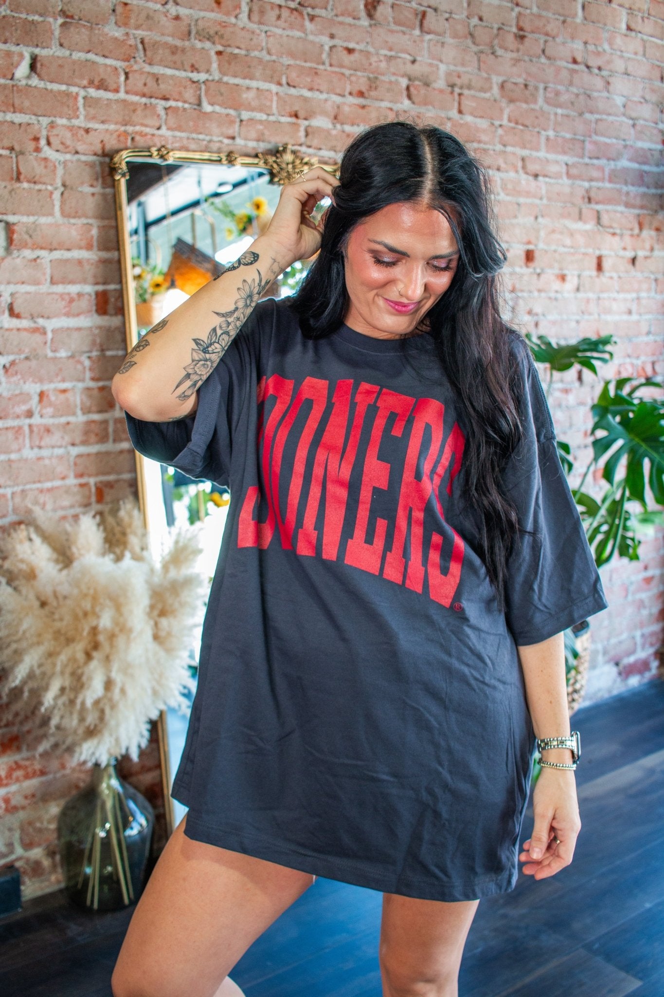 OU Sooners Official "Tall Boy" Oversized Graphic Tee – Smoke Grey - Southern Chic Tees & Boutique