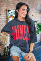 OU Sooners Official "Tall Boy" Oversized Graphic Tee – Smoke Grey - Southern Chic Tees & Boutique