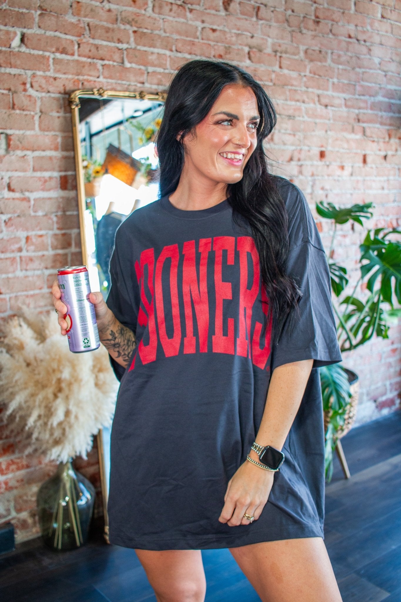 OU Sooners Official "Tall Boy" Oversized Graphic Tee – Smoke Grey - Southern Chic Tees & Boutique