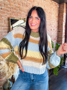 Oversized Striped Chunky Knit Sweater - Southern Chic Tees & Boutique