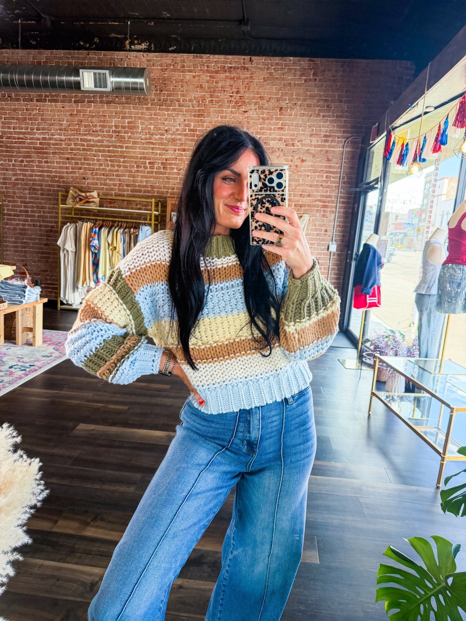 Oversized Striped Chunky Knit Sweater - Southern Chic Tees & Boutique