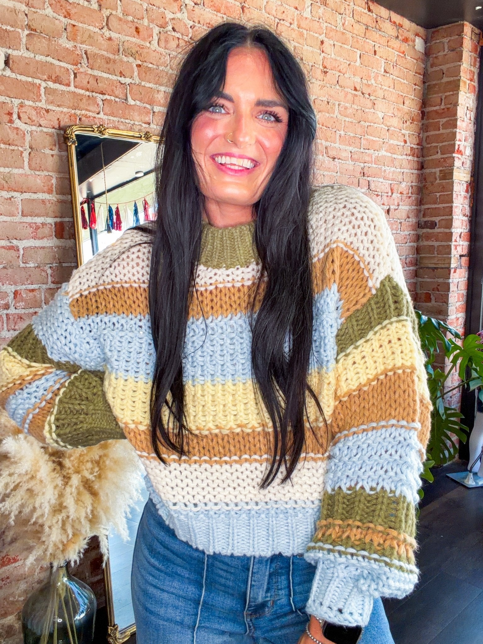 Oversized Striped Chunky Knit Sweater - Southern Chic Tees & Boutique