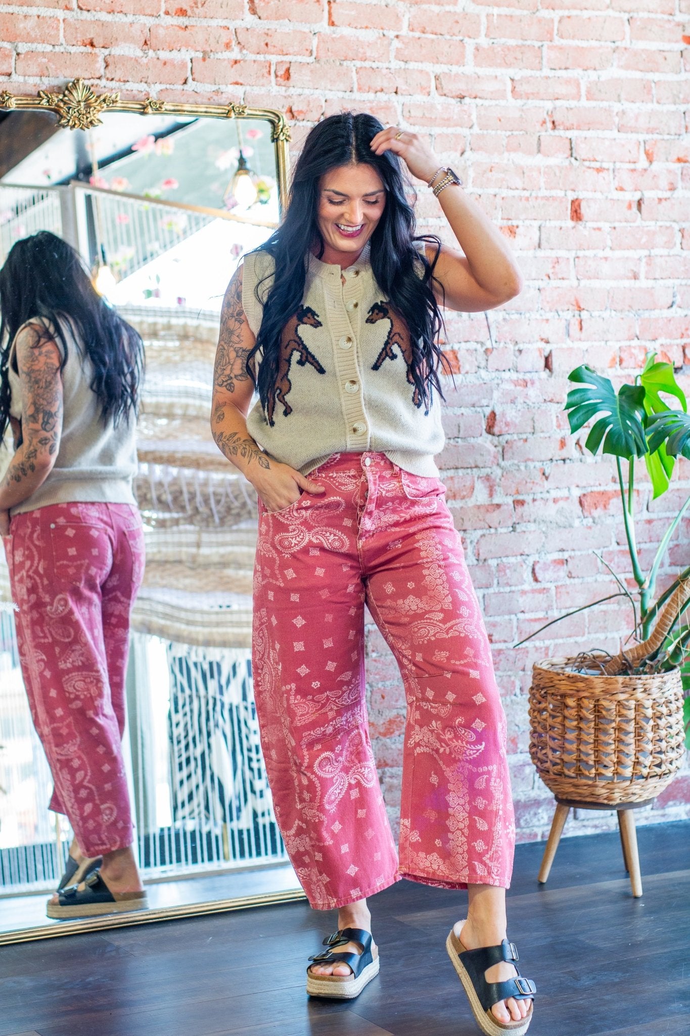 Paisley Bandana Mineral Wash Barrel Leg Jeans - Southern Chic Tees & Boutique