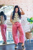 Paisley Bandana Mineral Wash Barrel Leg Jeans - Southern Chic Tees & Boutique