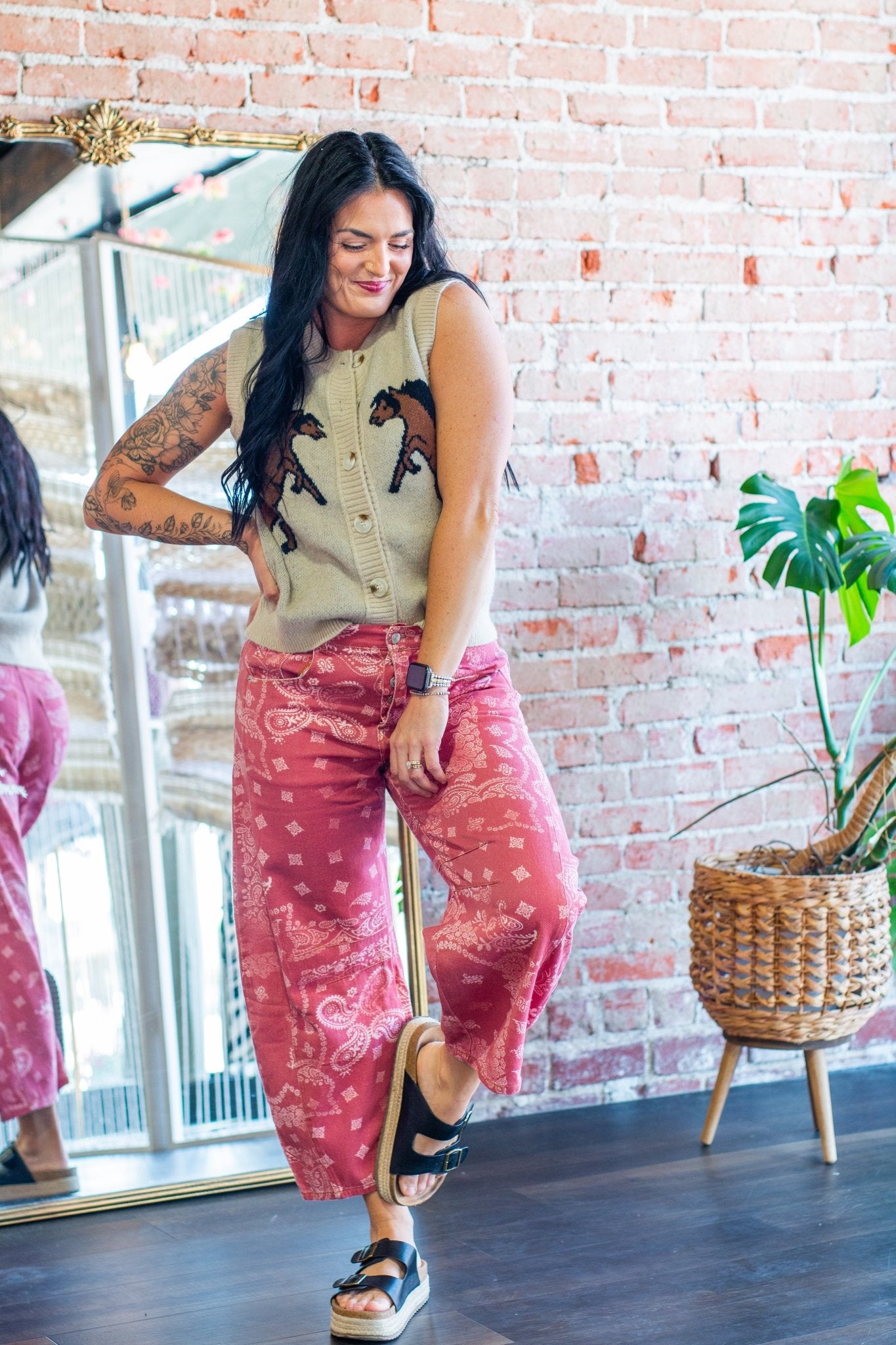 Paisley Bandana Mineral Wash Barrel Leg Jeans - Southern Chic Tees & Boutique