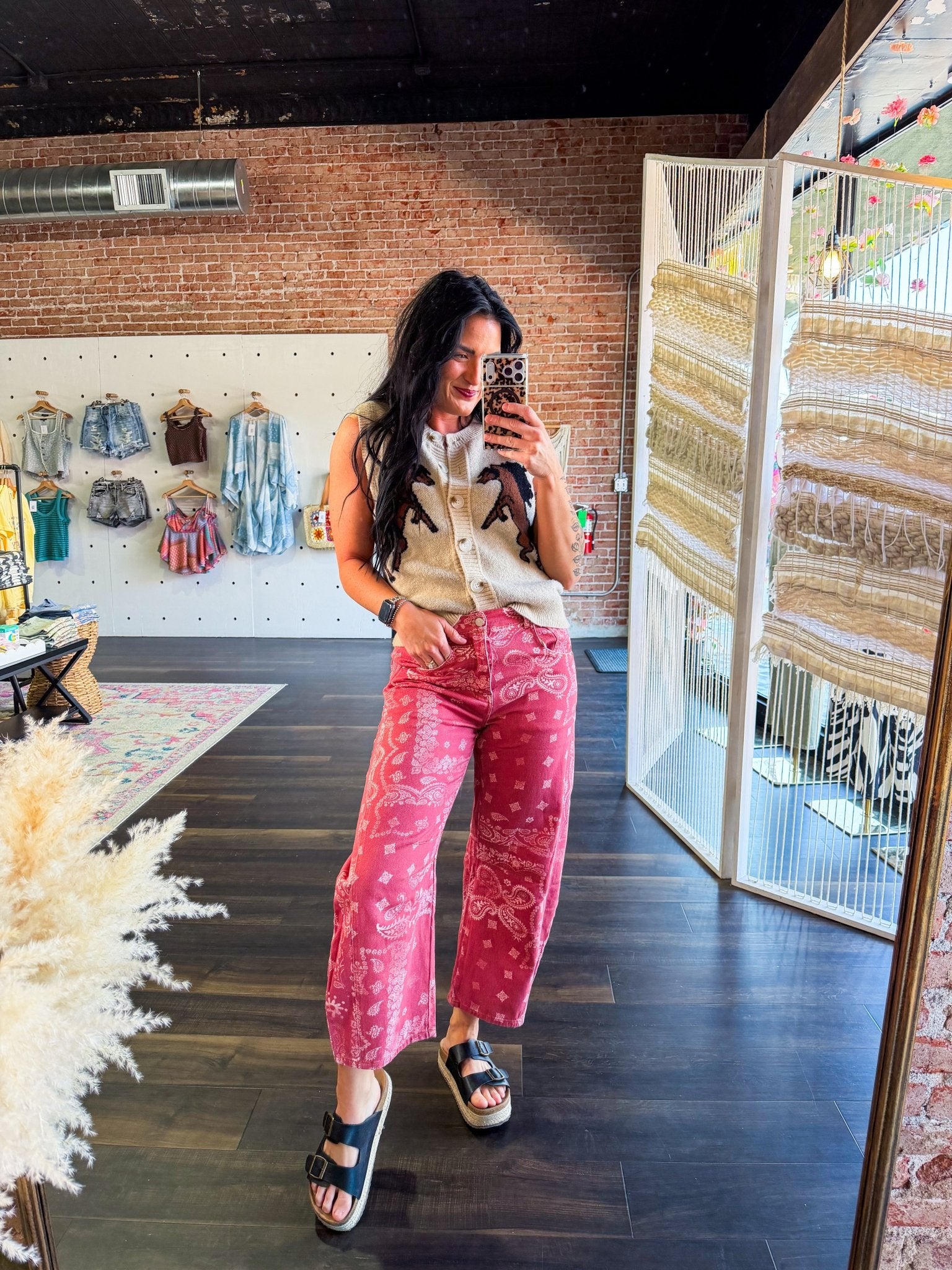 Paisley Bandana Mineral Wash Barrel Leg Jeans - Southern Chic Tees & Boutique