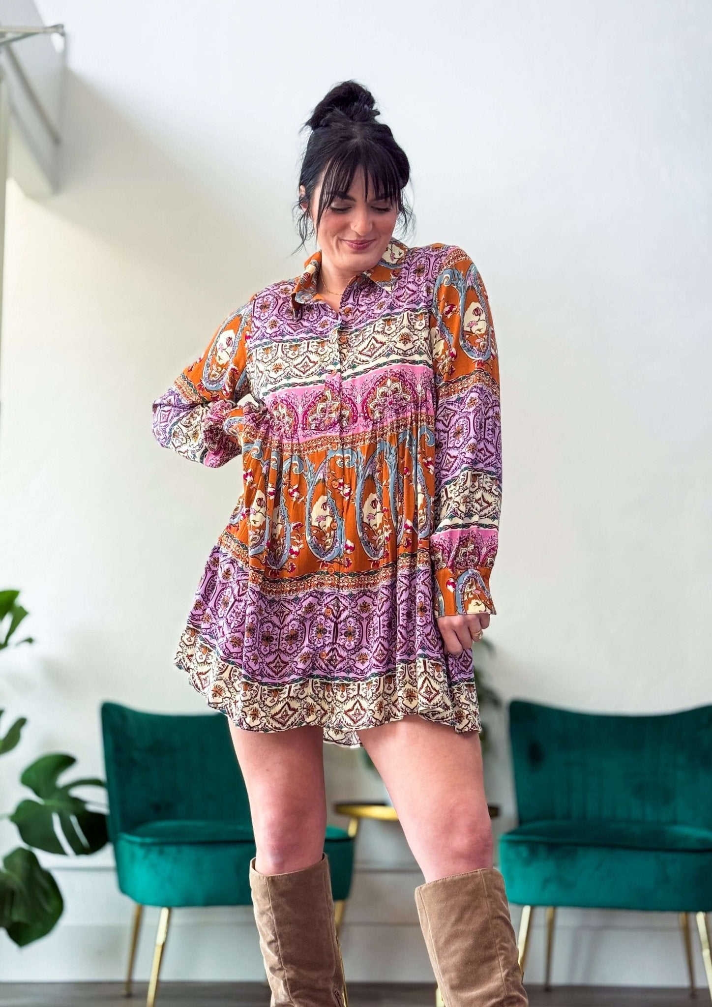Paisley Print Shirt Dress - Southern Chic Tees & Boutique