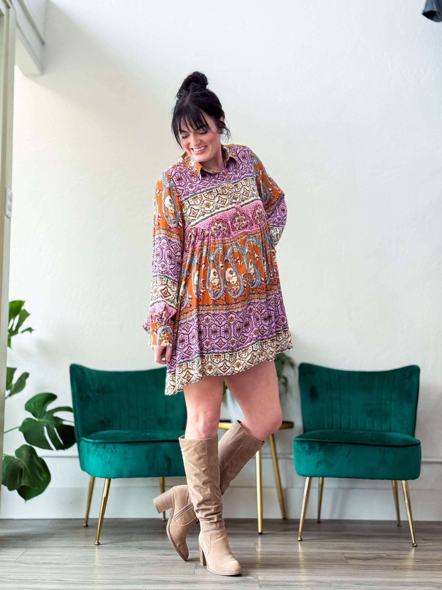 Paisley Print Shirt Dress - Southern Chic Tees & Boutique