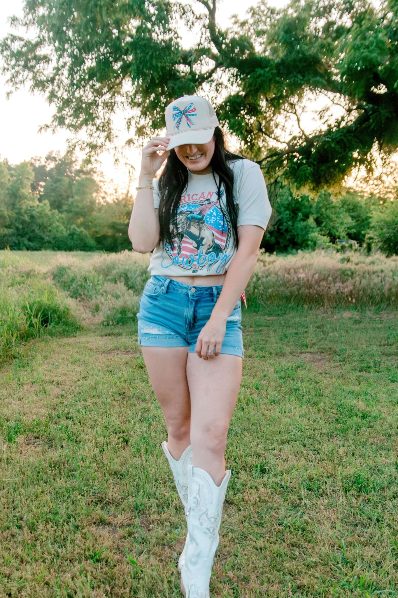 Patriotic Bow Trucker Hat - Southern Chic Tees & Boutique