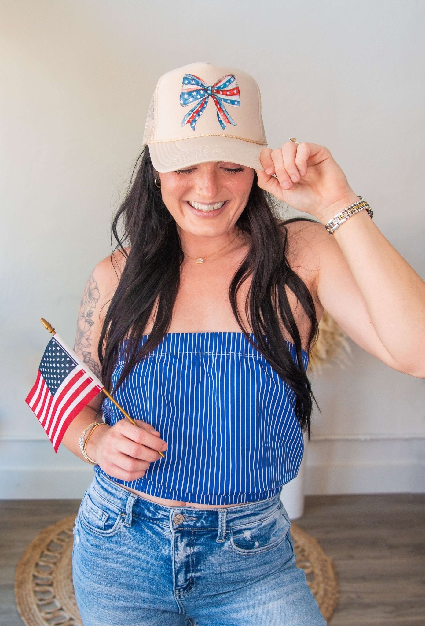 Patriotic Bow Trucker Hat - Southern Chic Tees & Boutique