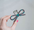 Pearl & Turquoise Bow Metal Claw Clip - Southern Chic Tees & Boutique